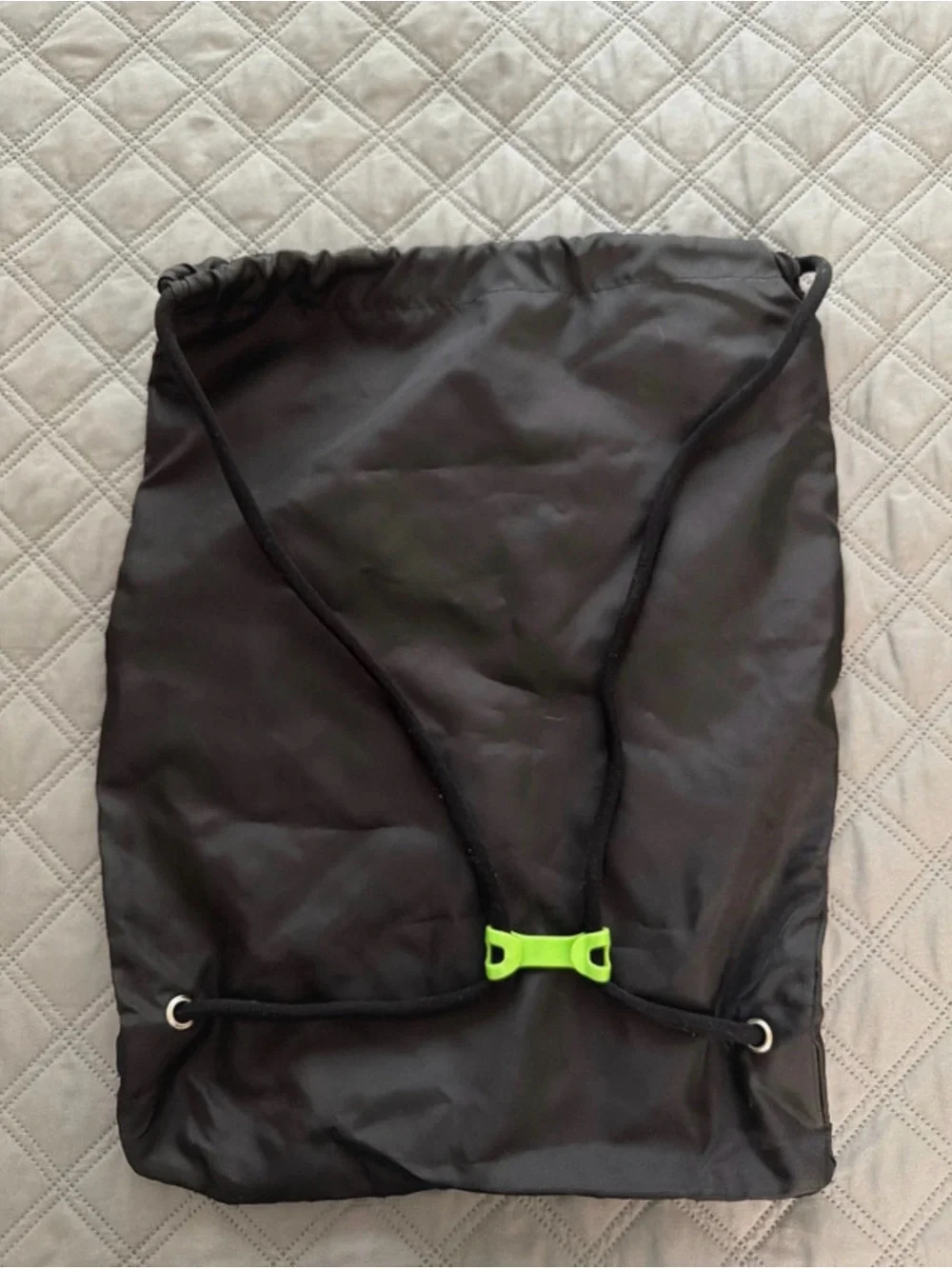 Black Backpack with Neon Green Monster Logo - Men's Drawstring Pack